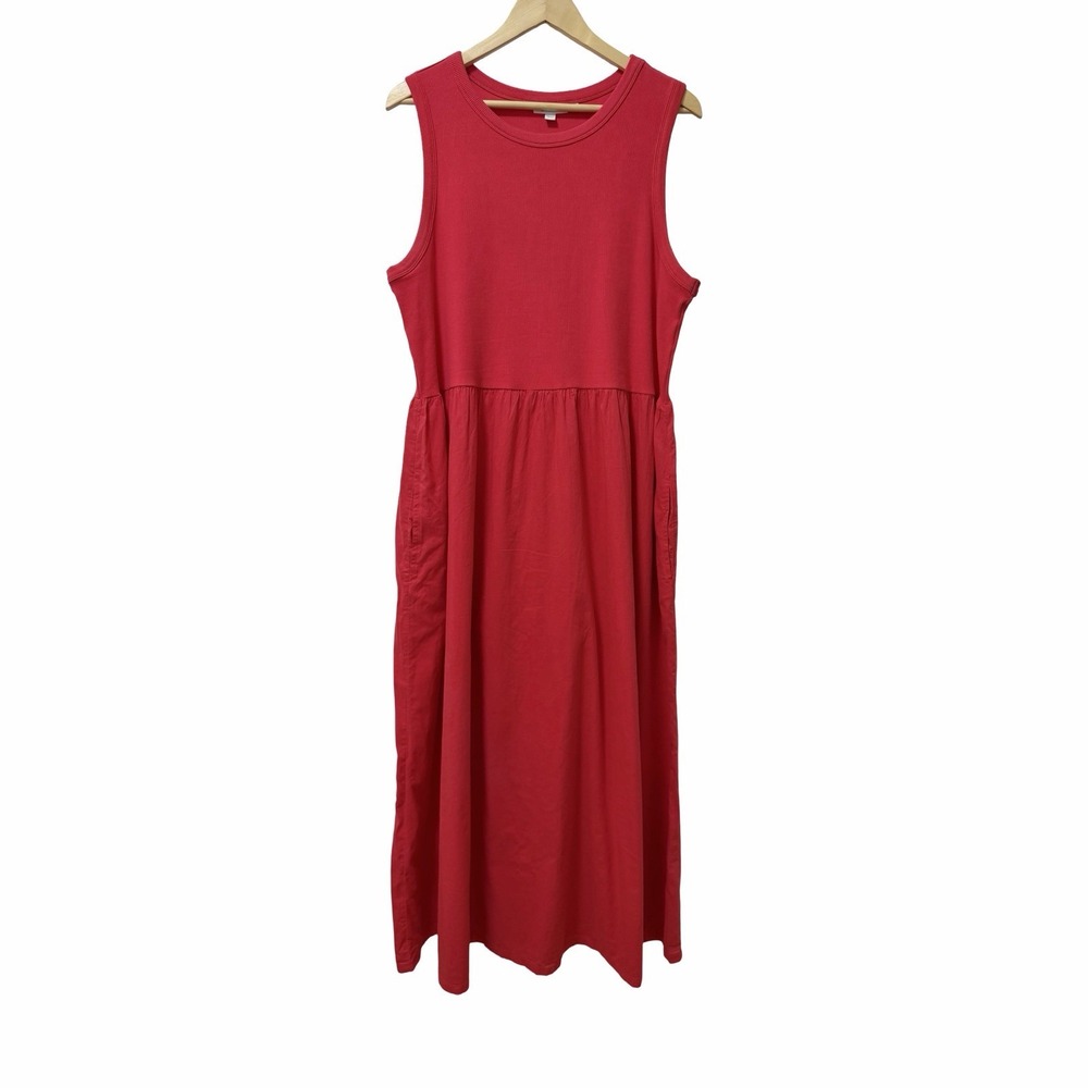 Chicos Sleeveless Ribbed Mixed Media Tank Maxi Dress Size 3 US 16 Red Summer
